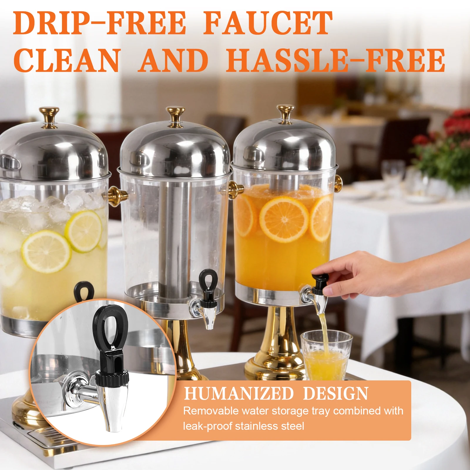 

24-Litre Beverage Dispenser Leak-proof Spigot & Detachable Drip Tray Self-Service Cold Drinking Machine for Party Bar Restaurant