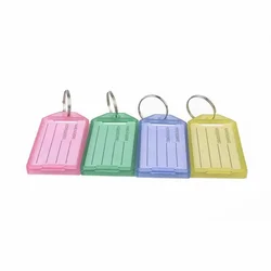 New 8pcs Metal Ring Color Plastic Key Chain Luggage ID Card Name Tag Keychain Classification
