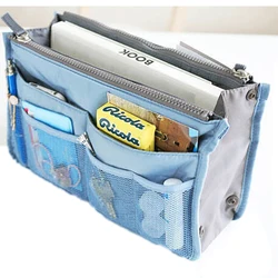 Saco de inserção de organizador de viagem de náilon insert organizador bolsa grande forro senhora maquiagem saco cosmético barato feminino tote