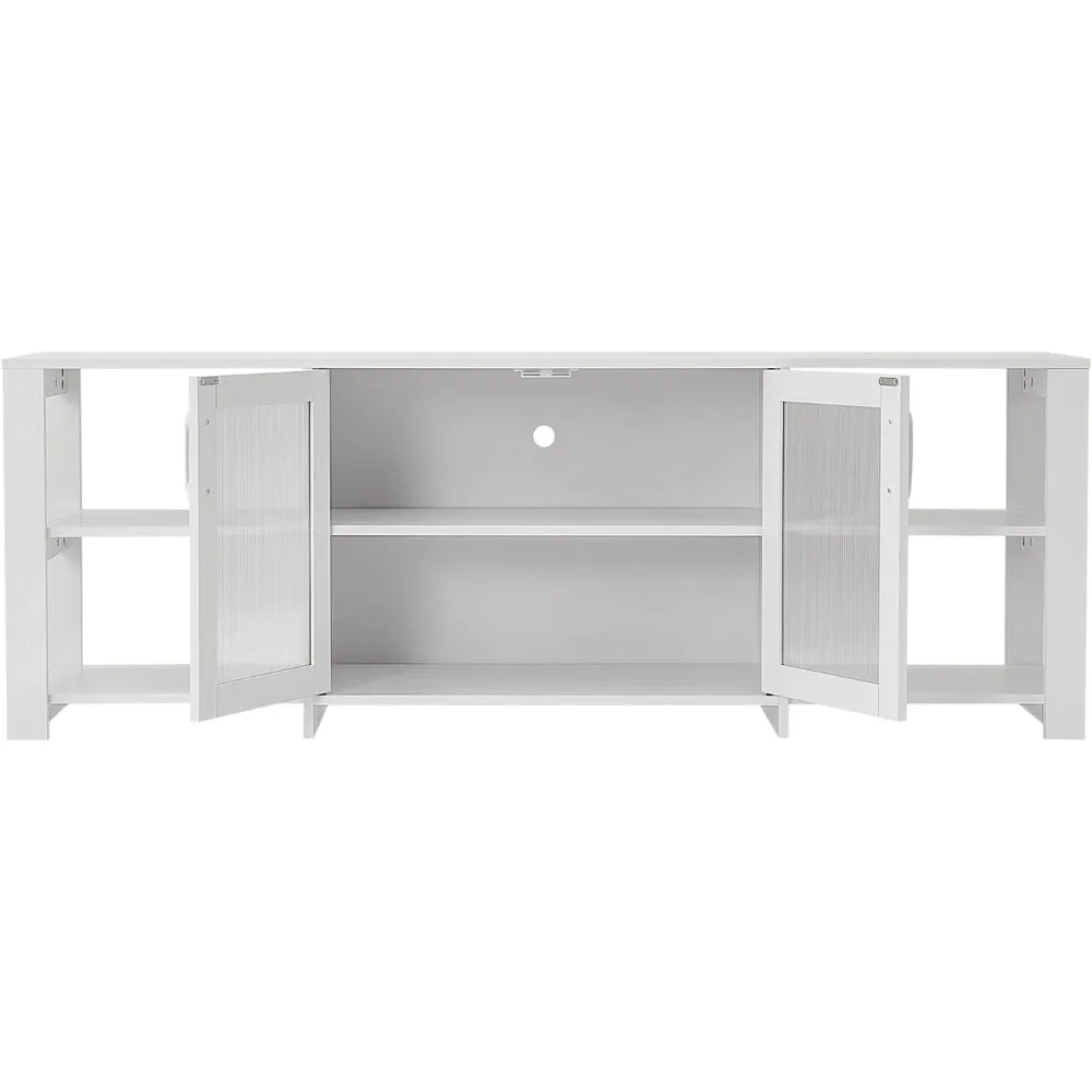 حامل تلفزيون بانانا مع بابين و4 أرفف مفتوحة لغرفة المعيشة وغرفة النوم، مناسب لأجهزة التلفاز حتى 70 بوصة