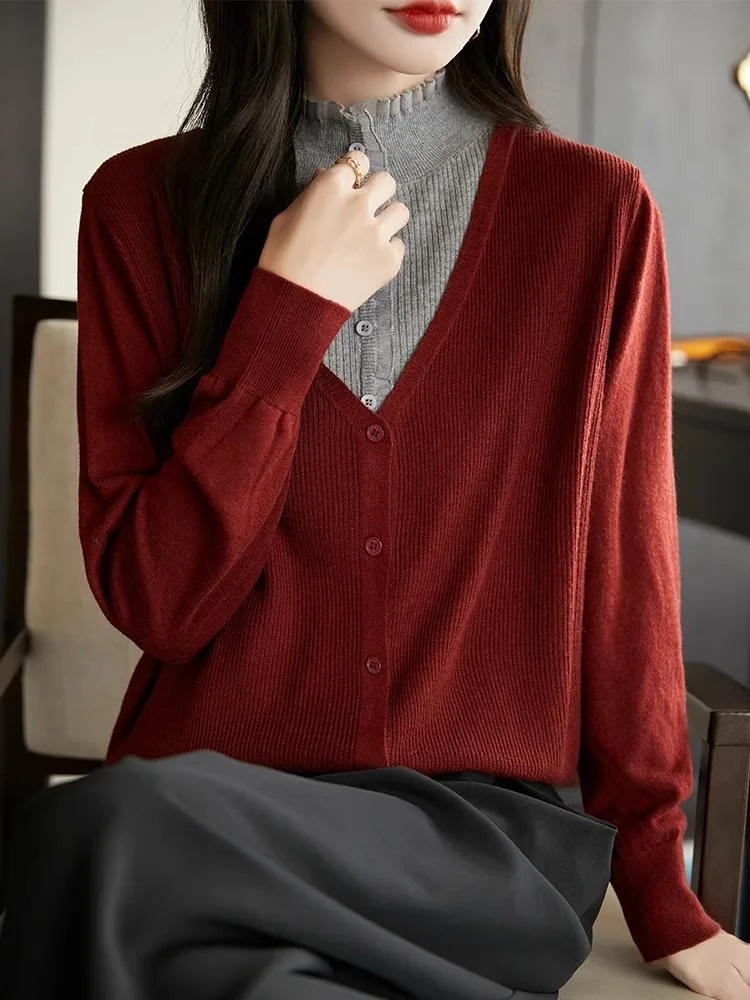 

Fall 2024 New Sle Women's Lace Knitwear Bateau Ne Sweater Inner And Outer Wear Color Blo Cardigan Faionable And Ele