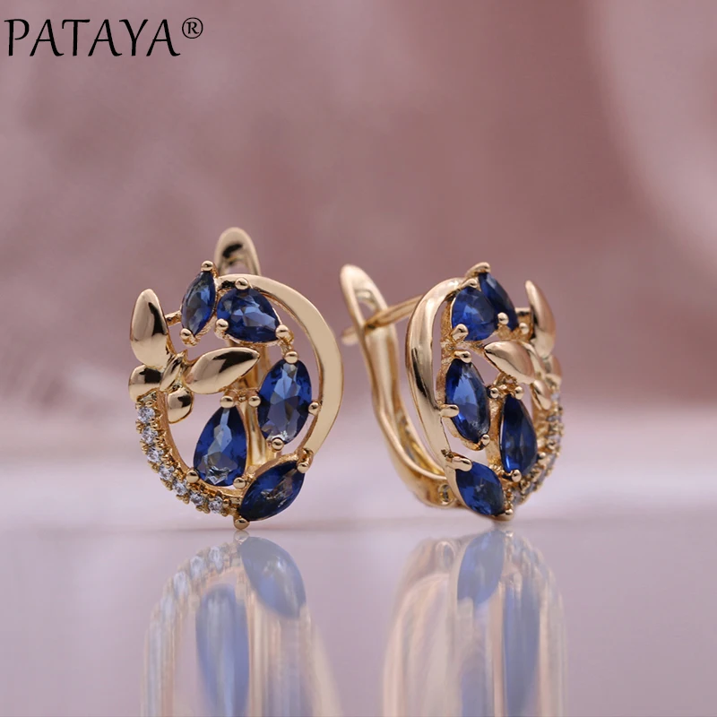 PATAYA New Design Water Drop Natural Zircon Earrings 585 Rose Gold Color Fashion Women Jewelry Butterfly Colorful Earrings