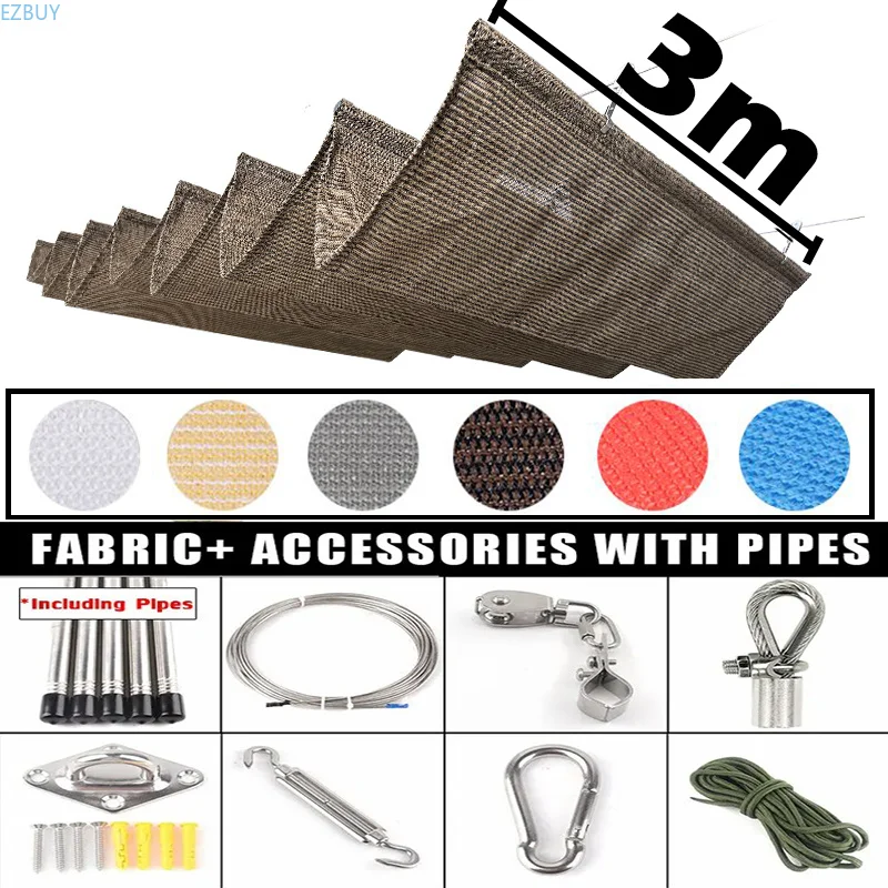 Width 3m Telescopic Wave Sunshade Sail Summer Patio Waterproof Sun Shade Net Swimming Pool Retractable Shading Cover