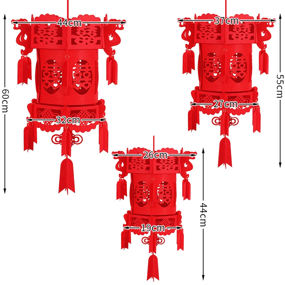 

2 PCS Lantern Light Hanging Lanterns Red Decorate Spring Festival