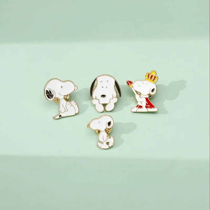 New Snoopy Woodstock Cartoon Brooch Anime Figure Cute Dog Metal Badge Clothing Anti-slip Match Enamel Cos Pin Kids Birthday Gift