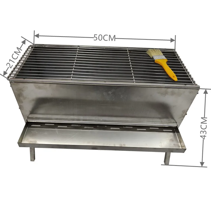 Portable stainless steel grill for indoor gardens and picnics, easy to assemble with curved metal plates