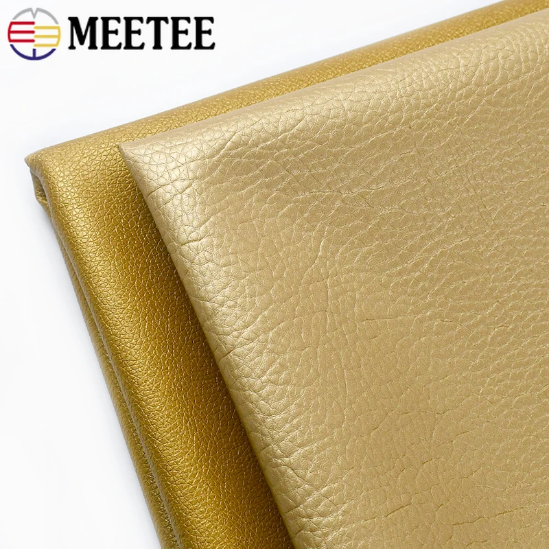 Meetee 50x139cm Gold PU Synthetic Leather Fabric Bag Handbag Luggage Soft Home Textile Decorative Cloth DIY Sewing Accessories