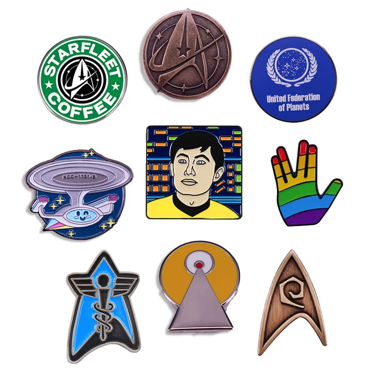 Épinglette émaillée Star Trek - Badge logo du capitaine, accessoire de décoration pour sac à dos et chapeau, bijou fantaisie, cadeau, vente en gros