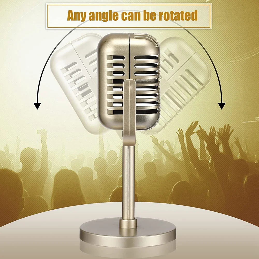 

AEF5-1Set Ретро-микрофон, модель винтажного микрофона, антикварный микрофон, декор для сцены и стола, золотой