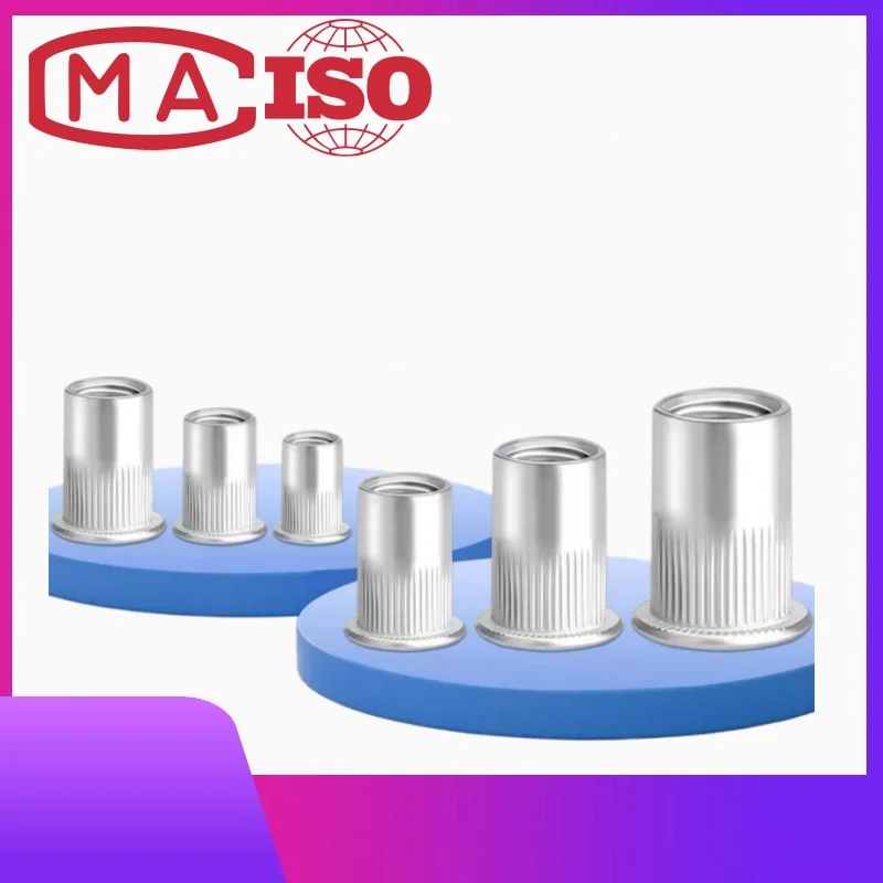 Aluminum Alloy Rivnut Alloy Rivnut Flat Head Threaded Rivet Insert Nutsert Cap Rivet Nut M3 M4 M5 M6 M8 20/50/100Pcs