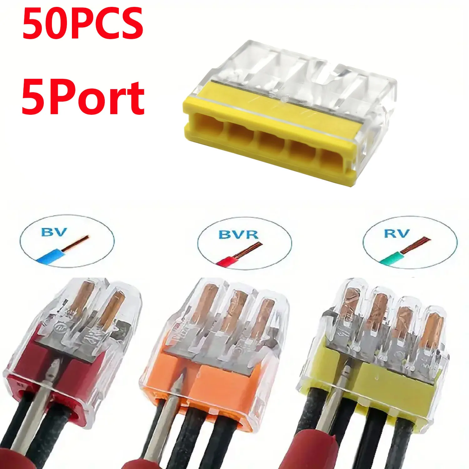50 Stück Mini-Schnellverbinder 2/3/4/5 Anschlüsse Klemmenblock Robuster Edelstahl Einfache Elektrische Schnell-Steckverbinder