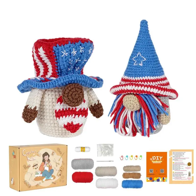 Crochet Kit For Beginners Gnome Crochet Kit Knitting Step-By-Step Starter Kit Portable Crochet Supplies With Yarn Crochet Set