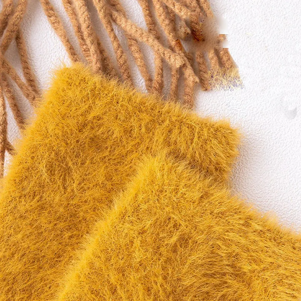 Quente grosso design de moda respirável estilo coreano estudante meias femininas mid-tube meias chão meias de lã de pele de vison