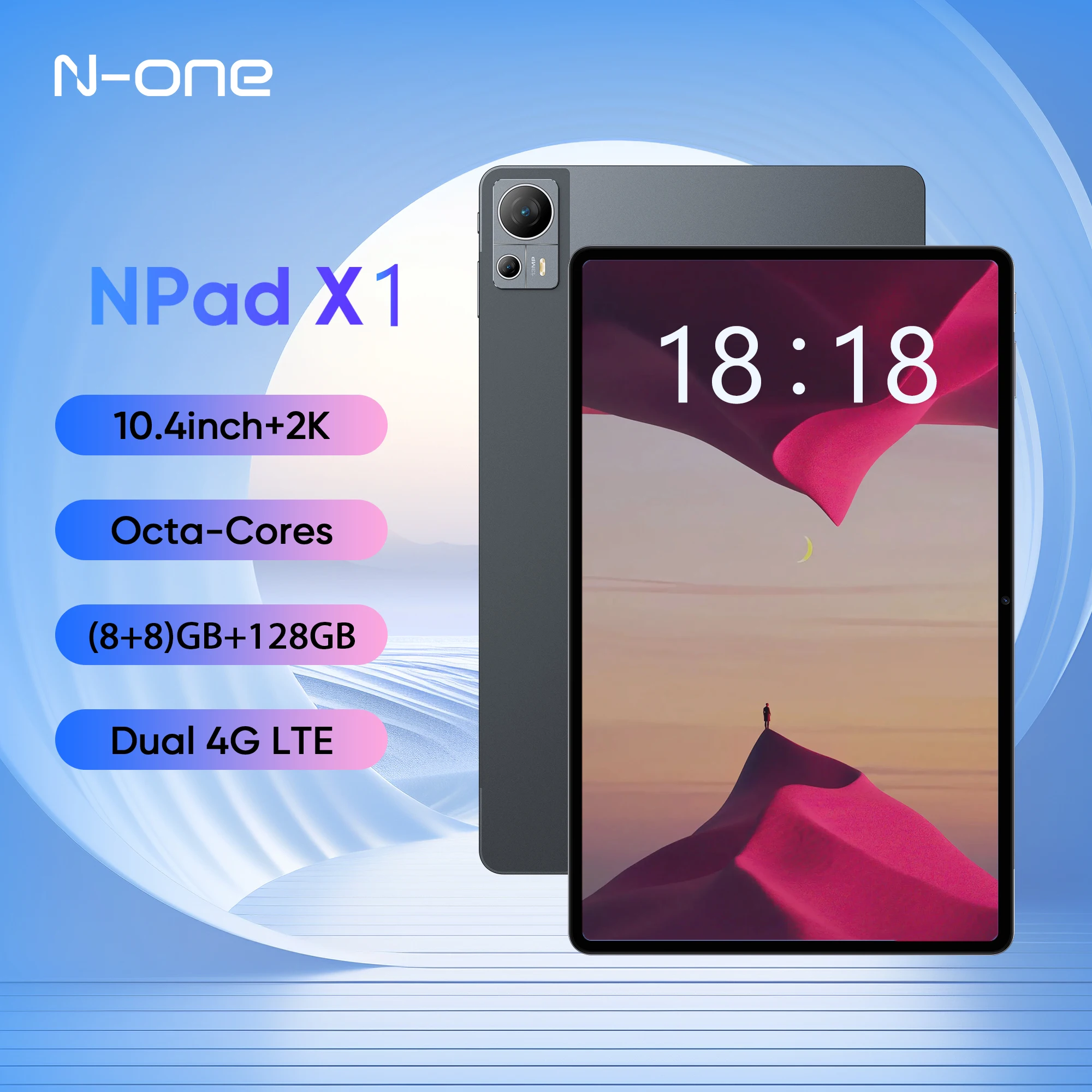 N-one NPad X1 11 ''Tablet PC (8 ++ 8)GB RAM 128GB ROM Android 13 2000x1200 FHD MTK G99 8 + 20MP + 2MPCamera 18W PD pengisian daya Cepat