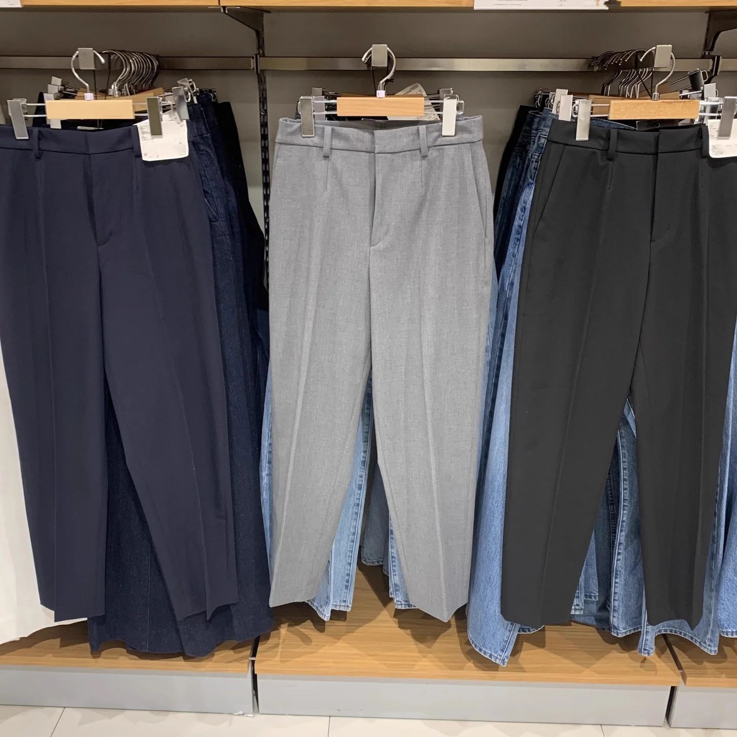 

Busin High Waist Straight Leg Pants Women's Elastic Nine Points Smart Commute Easy Care Trousers Ladies Faion Autumn