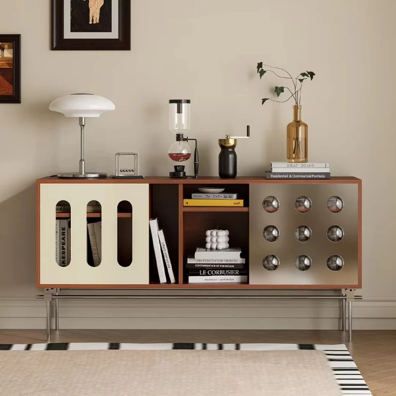 Acrylic stainless steel short TV cabinet, color color matching marine plywood combined dining side cabinet