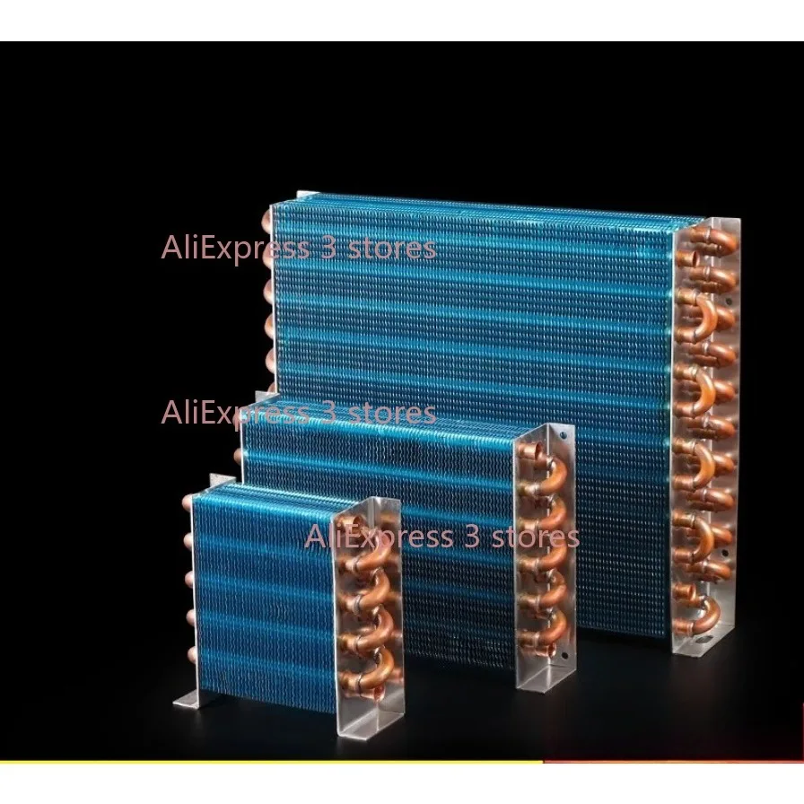 Nouvel échangeur de chaleur en tube de cuivre pour condenseur de refroidissement physique, serpentin de réfrigérateur, échangeur de chaleur à ailettes en aluminium, petit modèle sans enveloppe