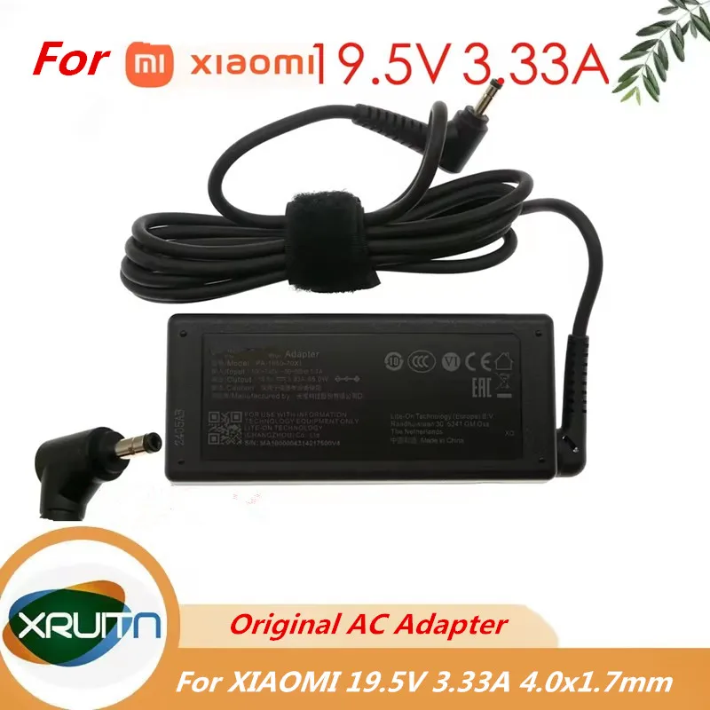 

Оригинальное зарядное устройство переменного тока A14-065N1A PA-1650-70XM для Xiaomi Redmi Book 13 14, блок питания для ноутбука 19,5 В 3,33 А 65 Вт 4,0x1,7 мм