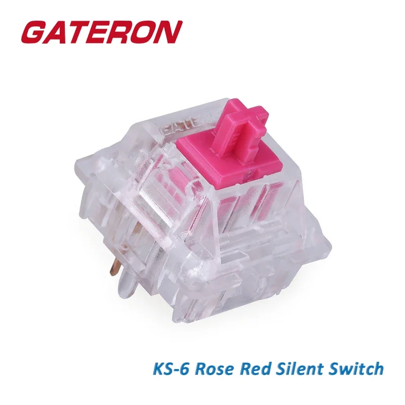 GATERON KS-6 Rose Red Aliaz Silent 5 Pin 60g DIY Hotswap 35pcs Per Pack Gaming Mechanical Keyboard Switch