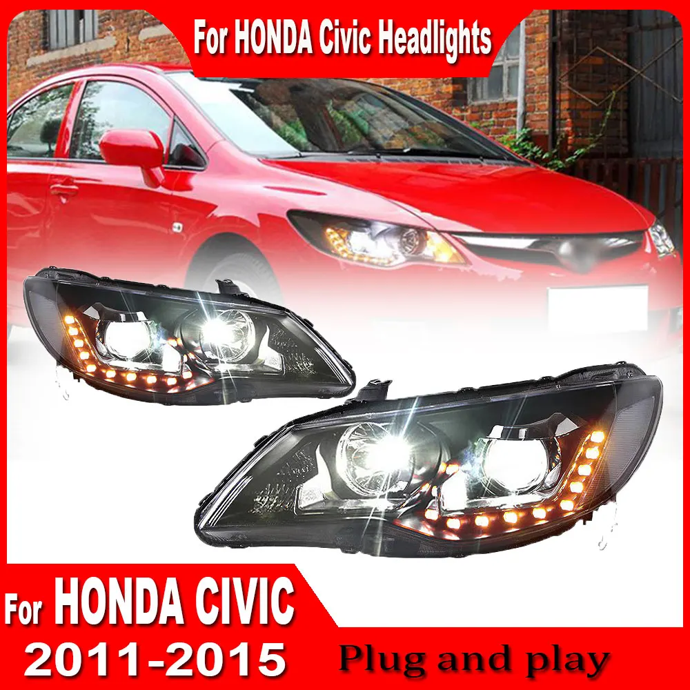 

Автомобильная фара для Honda Civic FD2, светодиодная фара 2011 2012 2013 2014 2015, FD2, фара Drl, линза проектора, автомобильные аксессуары