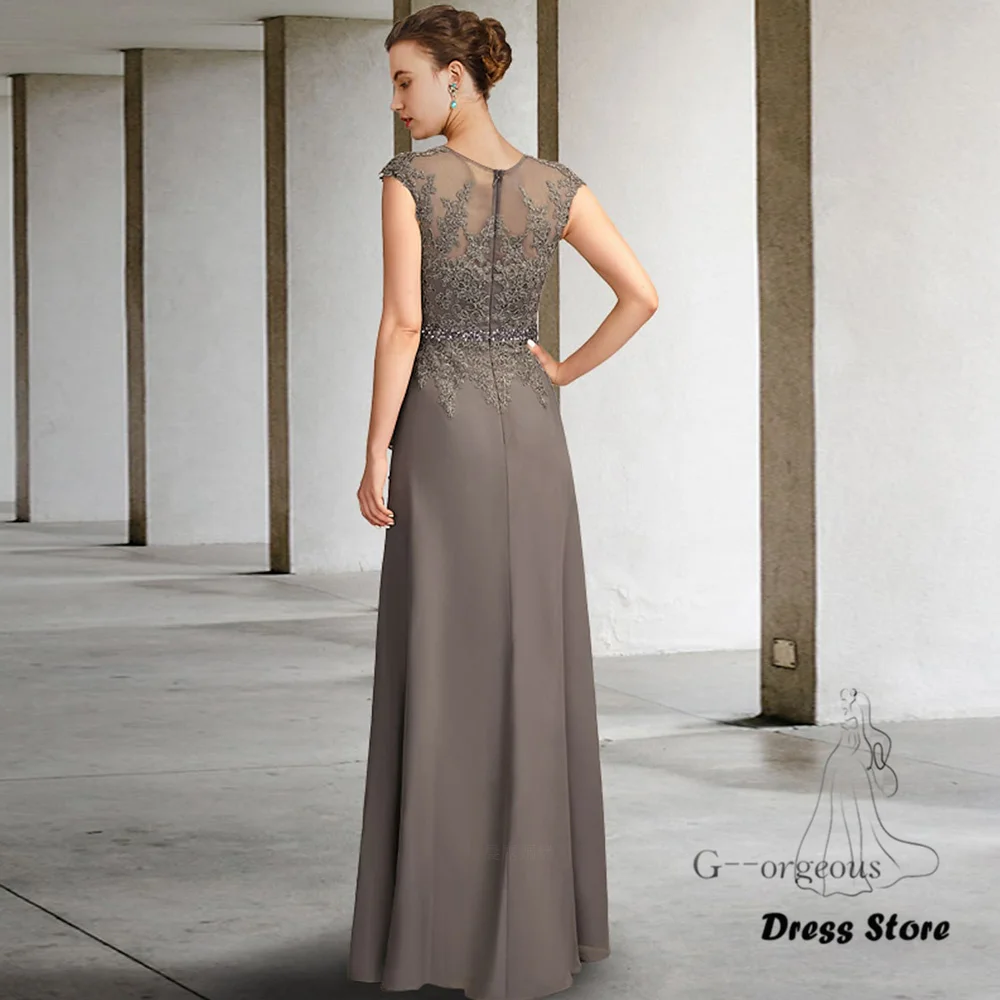 Exquisite Mother of the Bride Dresses 2023 Applique Bead Long Wedding Guest Gowns Chiffon Elegant Dress Women For Wedding Party