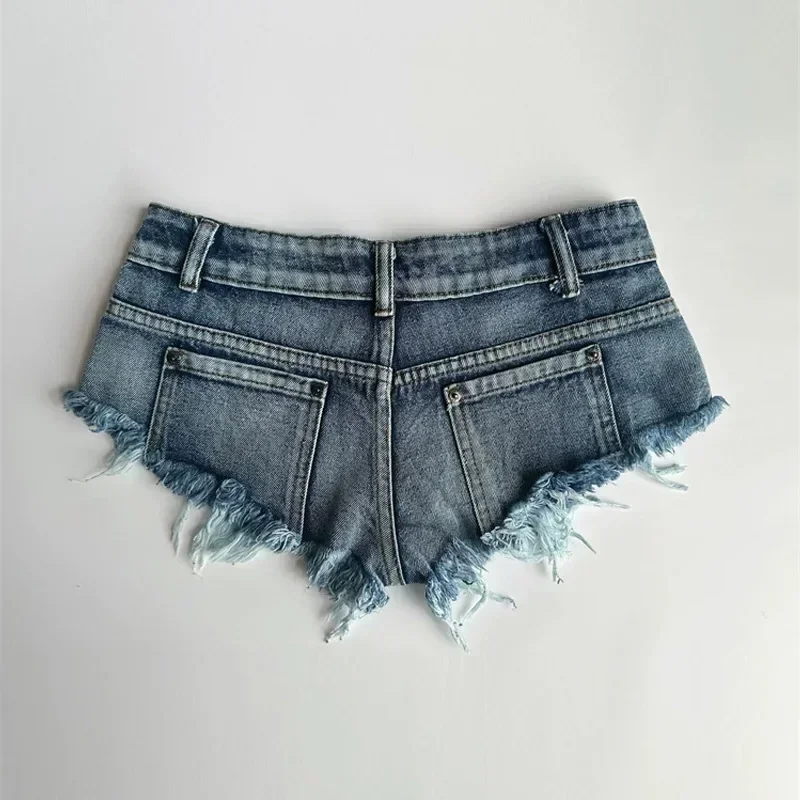 Summer New Women Washed Blue Sexy Low Rise Ultra Short Denim Shorts Triangle Raw Shorts Female Jeans jean shorts