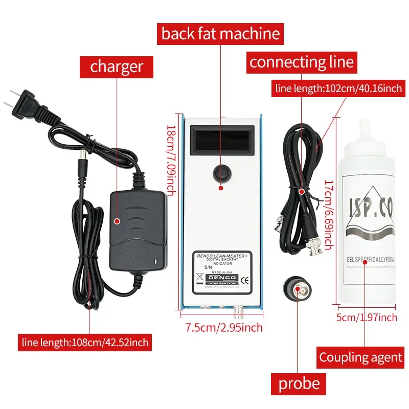 Pig Backfat Meters 1-3 Layer Fat Sows Bovine Thickness Meter Ultrasound Back Fat Measure Tester For Poultry Animal