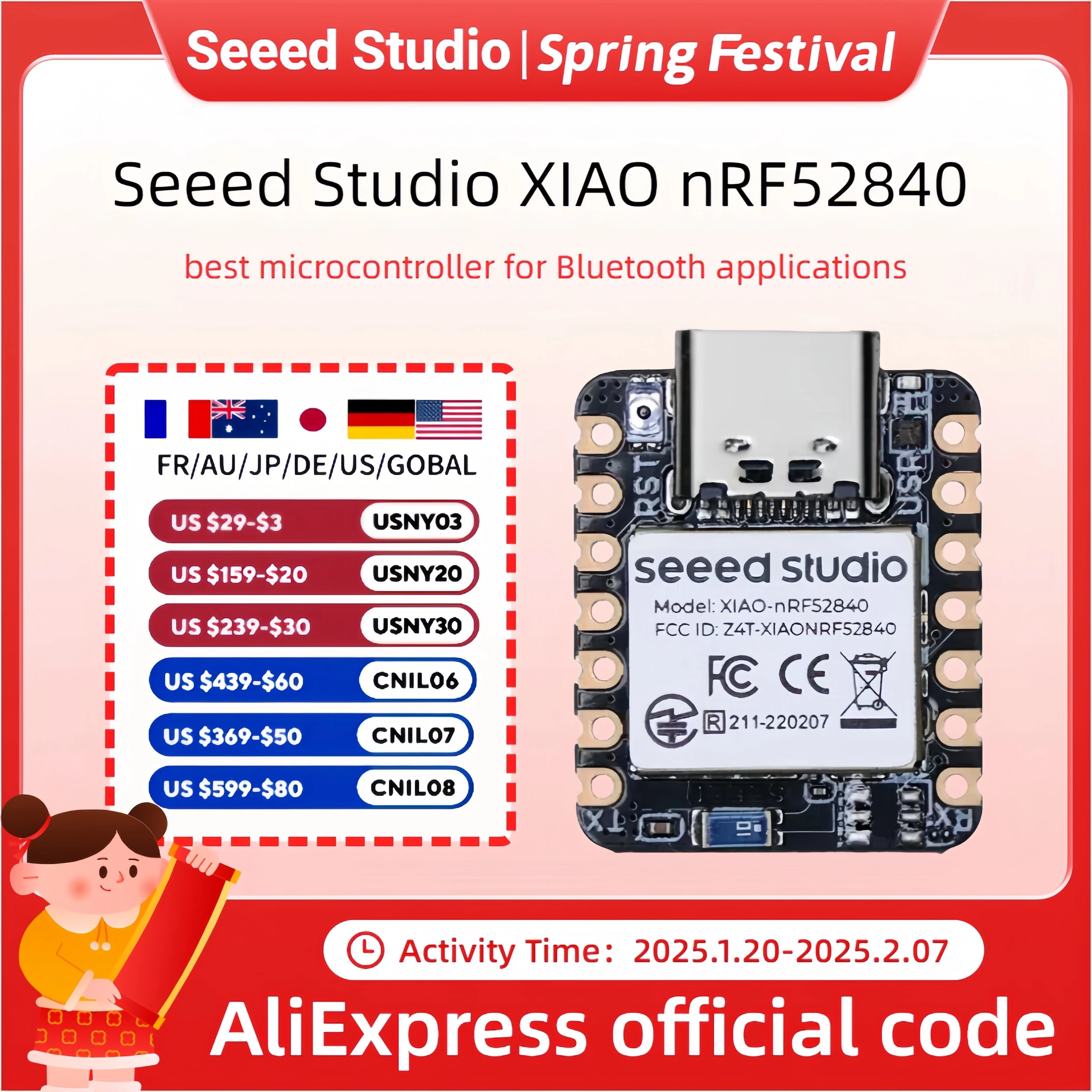 Seeed Studio XIAO ble nRF52840-Seeeduino XIAO BLE- Obsługuje Arduino / CircuitPython- Bluetooth5.0 z anteną