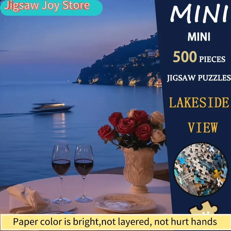 

Мини-пазл «Пейзаж на берегу озера», 1 шт., идеальный рождественский подарок, трендовый праздничный пейзажный арт, 15x10 дюймов, спокойное шедеврное произведение искусства, роскошный подарок