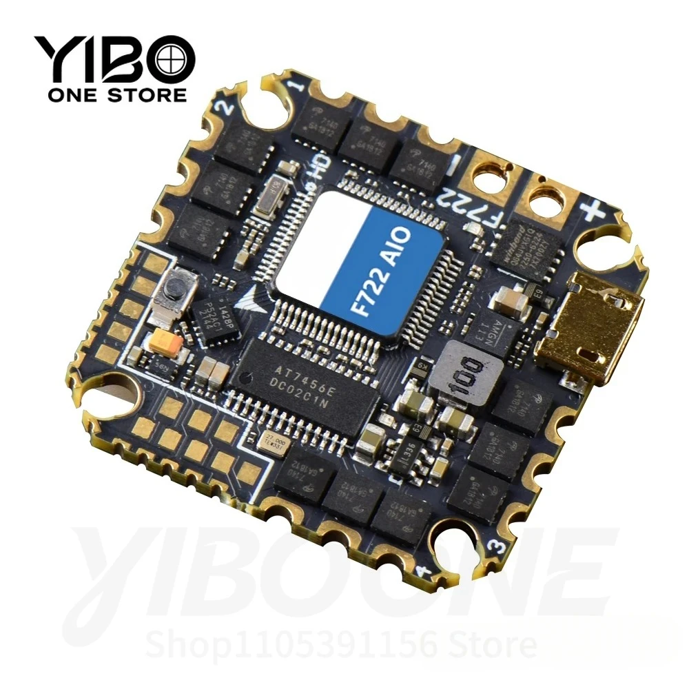 GHF722AIO-HD 40A AIO Baro OSD BlackBox F722 Flight Controller BLHELIS 40A 4in1 ESC 2-6S for FPV Freestyle Cinewhoop, 1pcs 7.6g