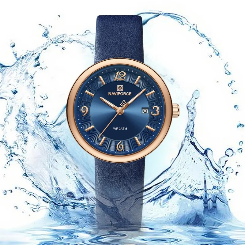 NAVIFORCE New Women Daily Quartz Watch Lightweight Floral Dial 3ATM Waterproof PU Strap Elegant Lady Wristwatch Relogio Feminino view 3