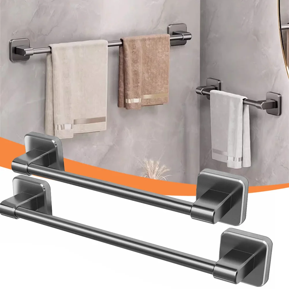

Metal Towel Bar/Rack No-Drill Bathroom Towel Rack Wall Mounted Bathroom Organiser Strong Adhesive Rustproof Tissue Hanger