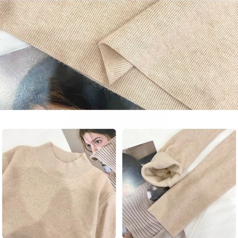 2025 outono inverno gola alta camisola feminina casual fino pulôver vintage básico sólido malha coreano topos simples chique jumpers