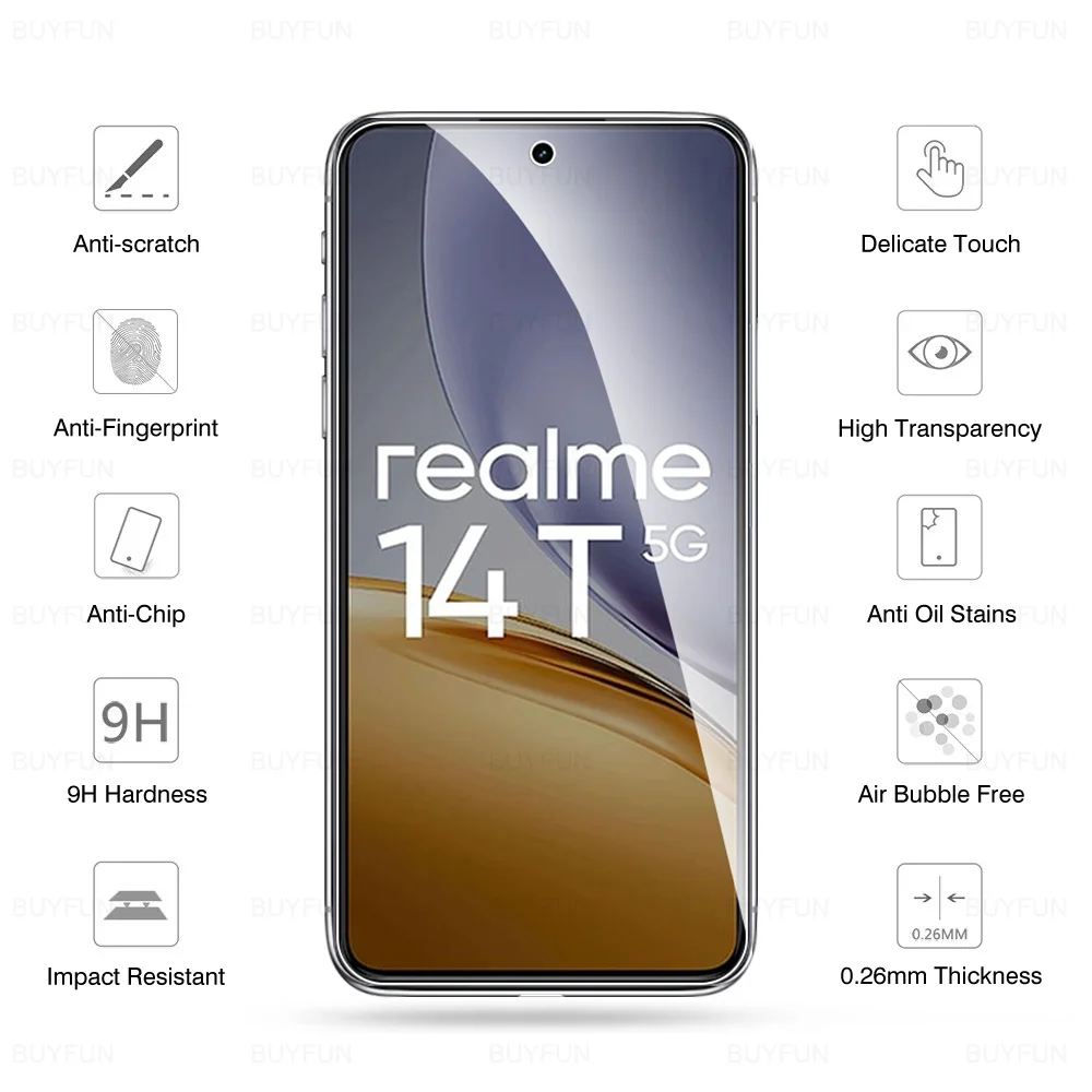 4 قطعة ل Realme 14T Realme14 T 14x 5G شاشة الزجاج المقسى حامي ل Realme 14 T X Realme14T Realme14x T14 فيلم الزجاج الشفاف