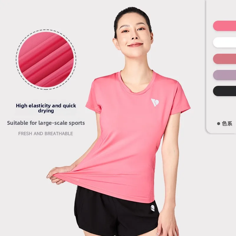 

Speedo женский с коротким рукавом для бега на открытом воздухе, свободный тонкий молочный шелковый эластичный топ, спортивная одежда, повседневная футболка для фитнеса