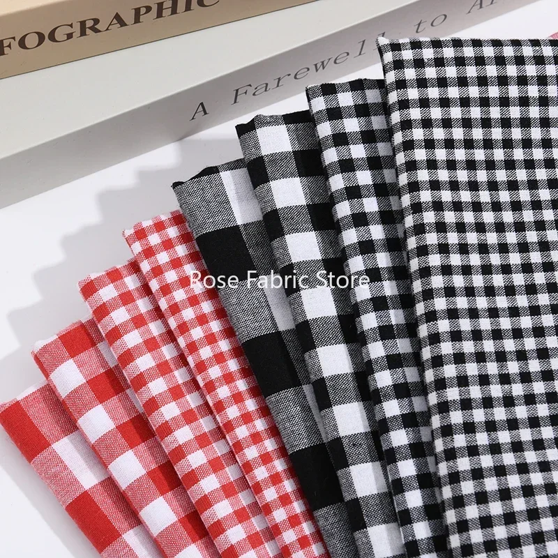 

1 метр красная хлопчатобумажная пряжа, окрашенная клетчатая ткань, сделай сам, шитье, лоскутное шитье, ткань для куклы, платье, скатерть, одеяло, Telas