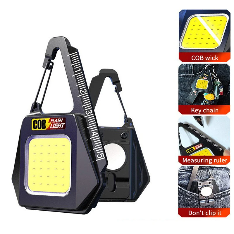 Led cob chaveiro luz multifuncional acampamento bolso lâmpada super brilhante tocha ipx4 à prova dwaterproof água para acampamento pesca caminhada