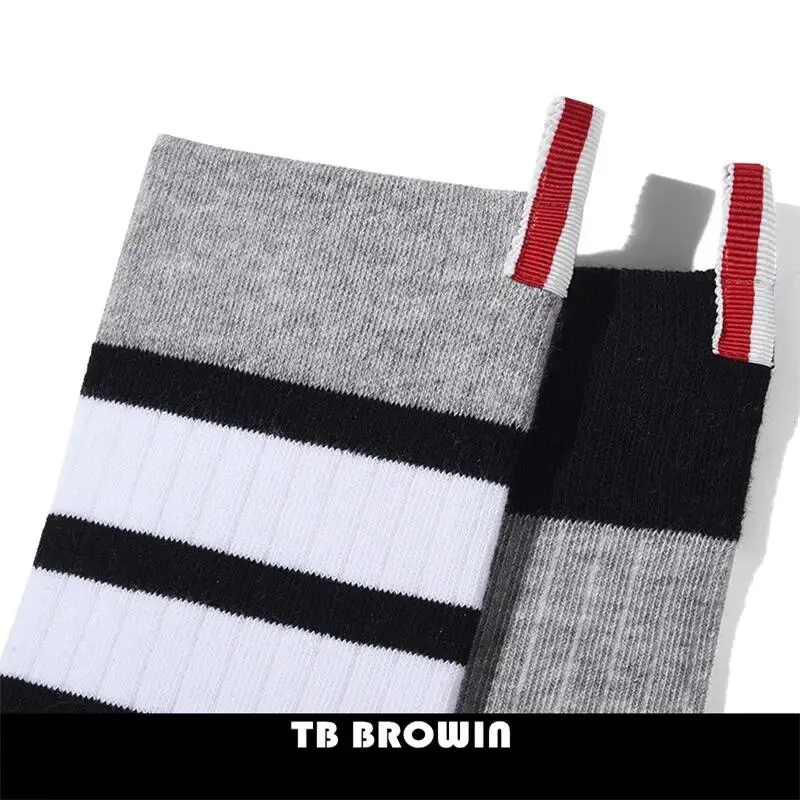 TB BROWIN THOM Men\'s Socks Korean Fashion RWB Stripes No Show Women\'s Cotton Street Fashionable Harajuku Stockings