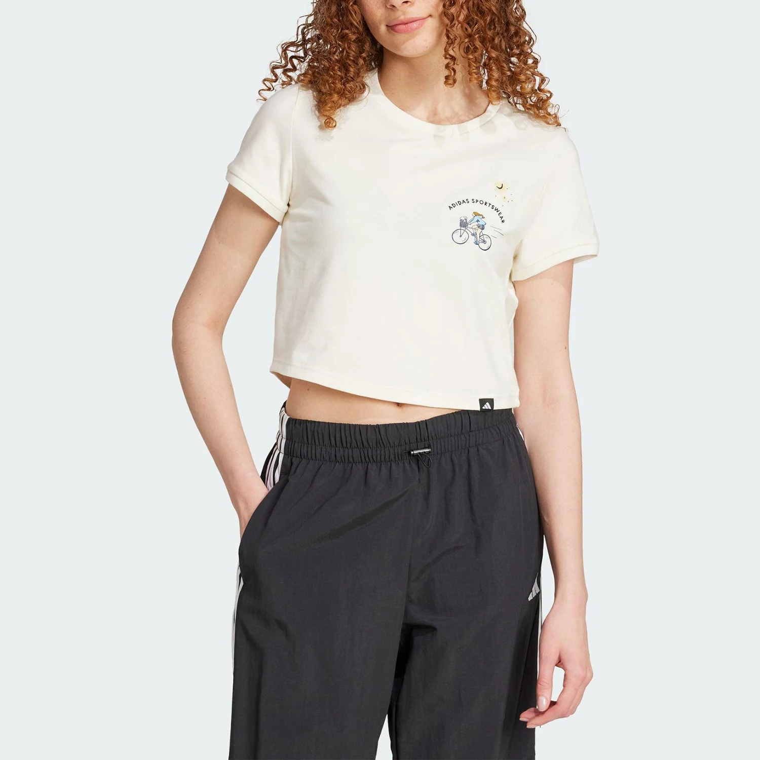 

Adidas 2025 Summer Women's Cropped Print Casual Breathable T-Shirt JX5327