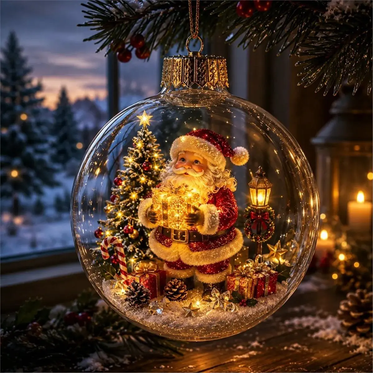 6PCS Glowing Christmas Ornament Balls, 3.15