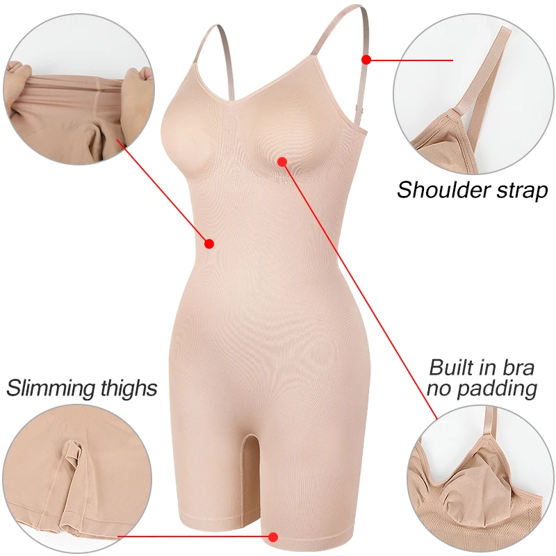 Shapewear Slip for Under Dresses Tummy Control V Neck Seamless Full Body Shaper Slimming Corset Under Dress Cami Slips