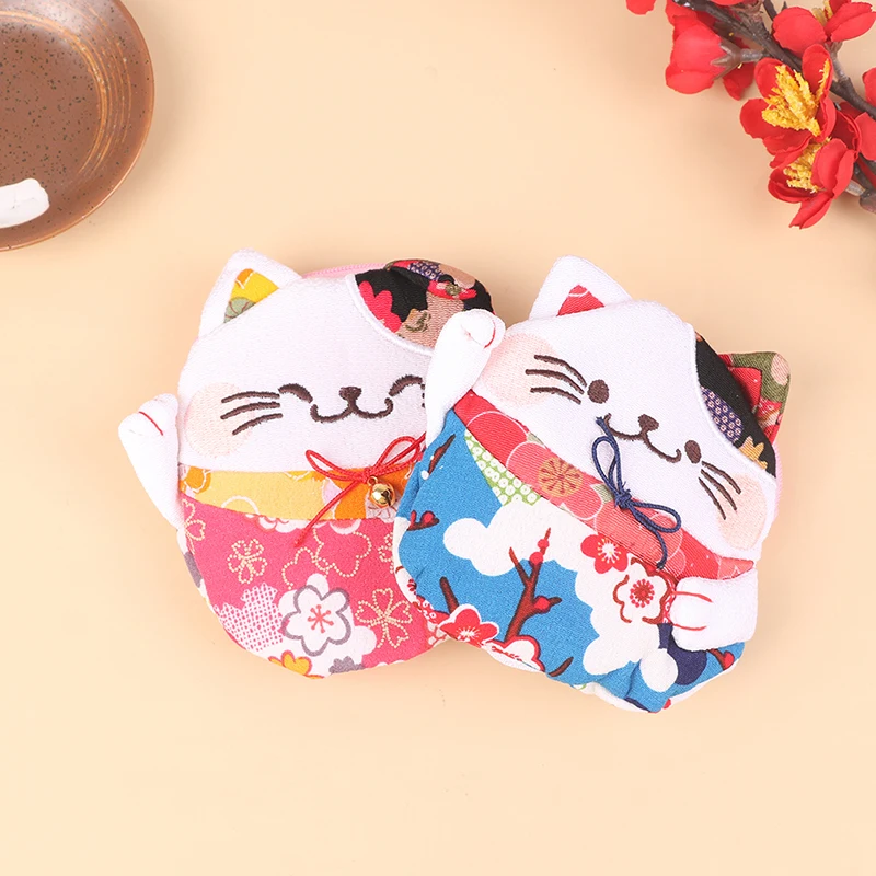 1pc Cute Lucky Cat Cloth Cat-Shaped Coin Purse Key Case Lovely Pocket Cloth Handbag Storage Bag Earphone Bag Coin Bag