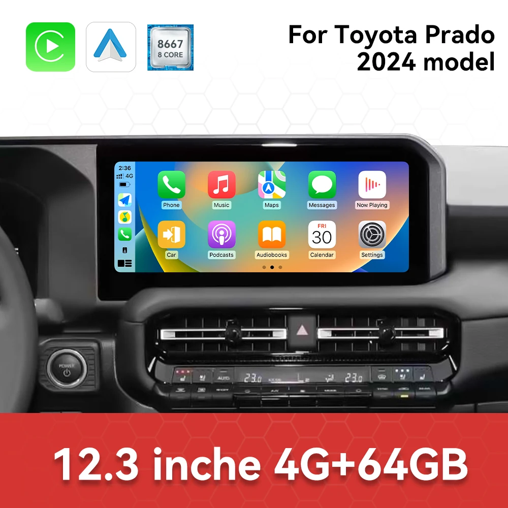 راديو اكسسوارات السيارات لتويوتا برادو 2024 أندرويد السيارات لتحديد المواقع والملاحة الوسائط المتعددة ستيريو استقبال رئيس وحدة خرائط غير متصلة بالإنترنت #6