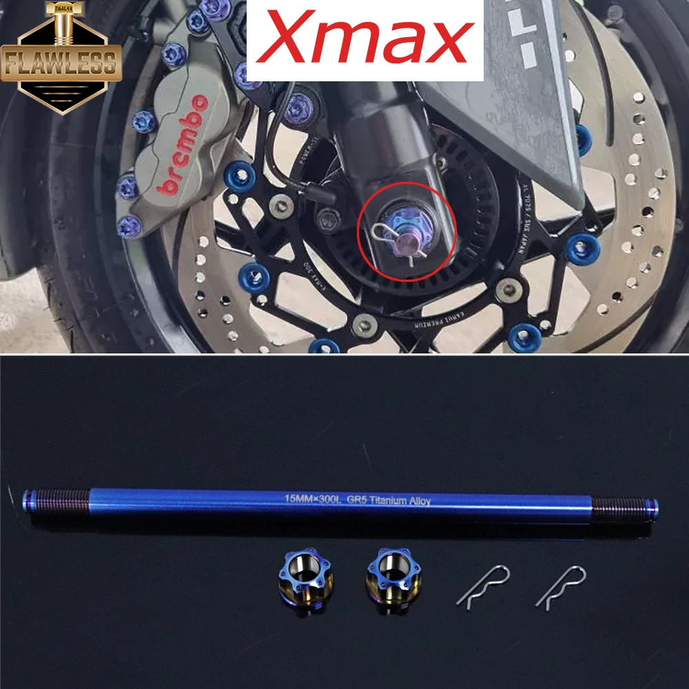 Eixo Dianteiro Titanium com Porca Passo para Yamaha Xmax 300 M14x300x1.5 Flawlesi-gr5