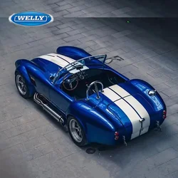 WELLY 1:36 1965 Shelby Cobra 427 S/C Alloy Car Model Diecast Metal Classic Retro Car Vehicle Model High Simulation Kids Toy Gift