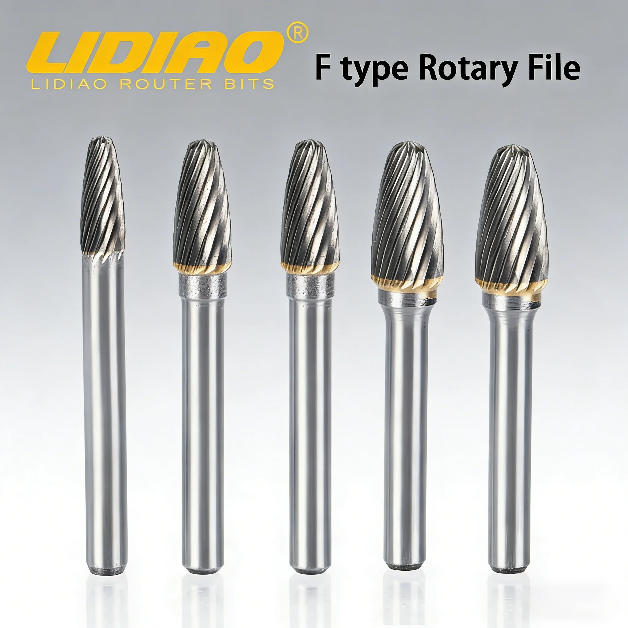 

LIDIAO High Quality F type Rotary File Hard Alloy Rotary Burr Metal Wood Carving Drill Bit 6mm Shank Various Types Available
