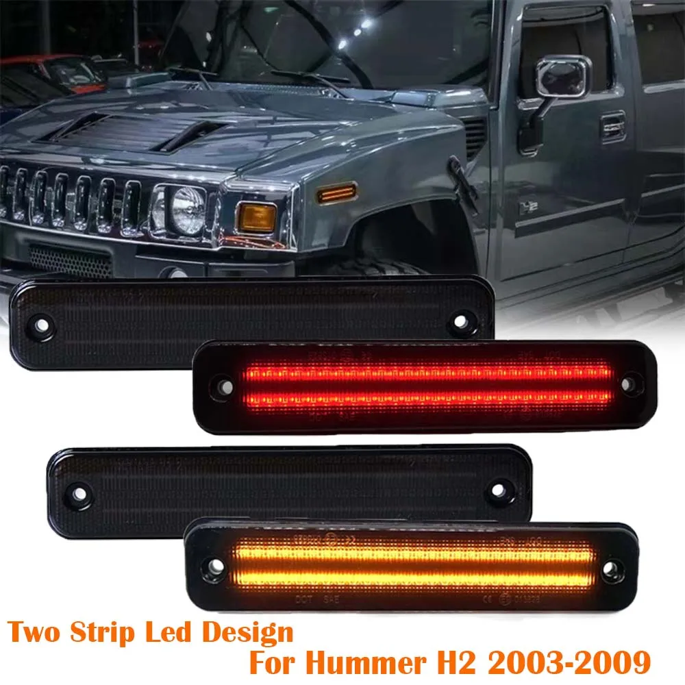 

2/4 шт. светодиодный предупреждающий стробоскоп для 2004 2005 Hummer H2 2003-2009, передние/задние светодиодные янтарные боковые габаритные огни, автомобильные ходовые сигнальные огни