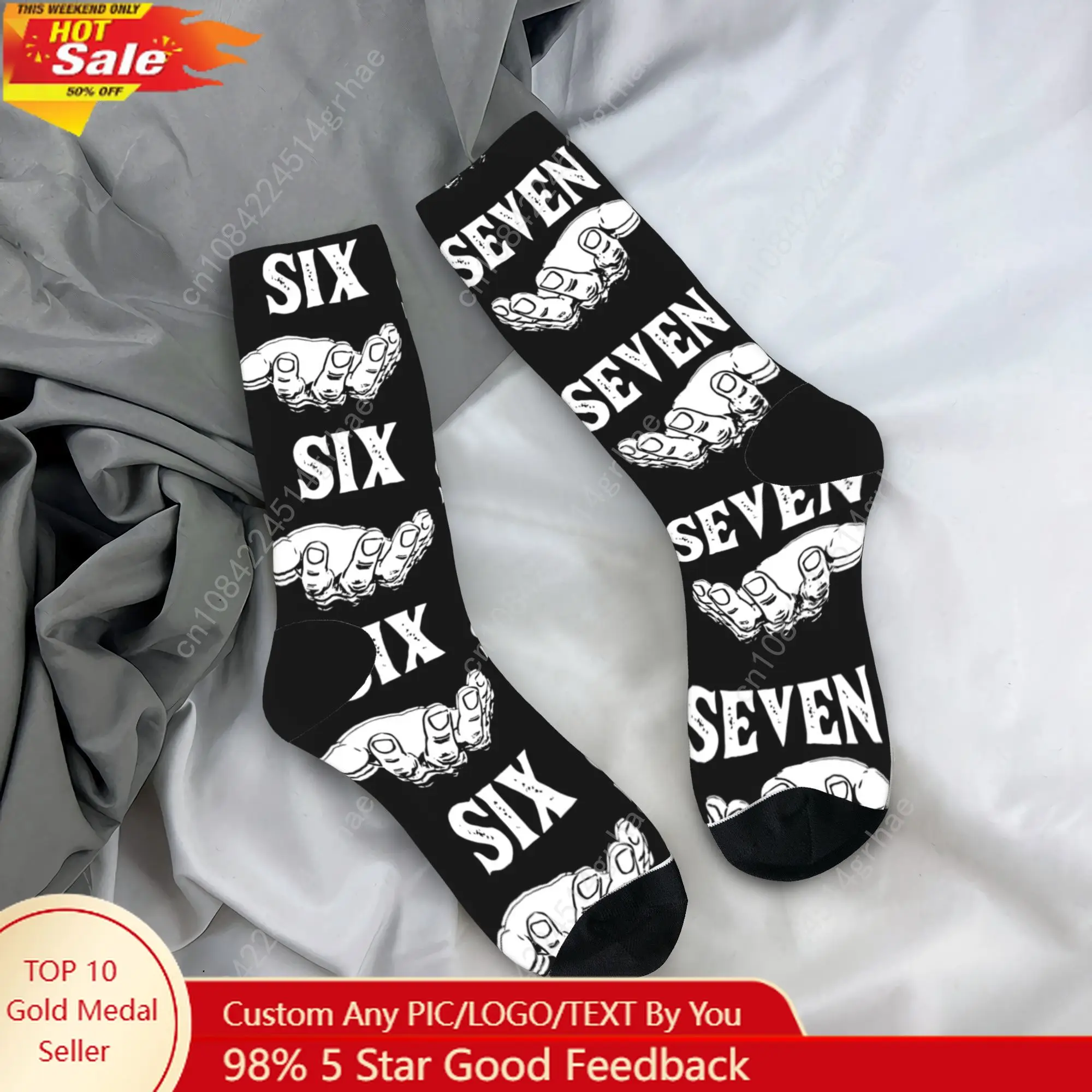 Funny Six Seven Viral Phrase Meme 67 Stockings Unisex Men Socks Warm Soft Socks Autumn Cycling Non-Slip Printed Socks Gift