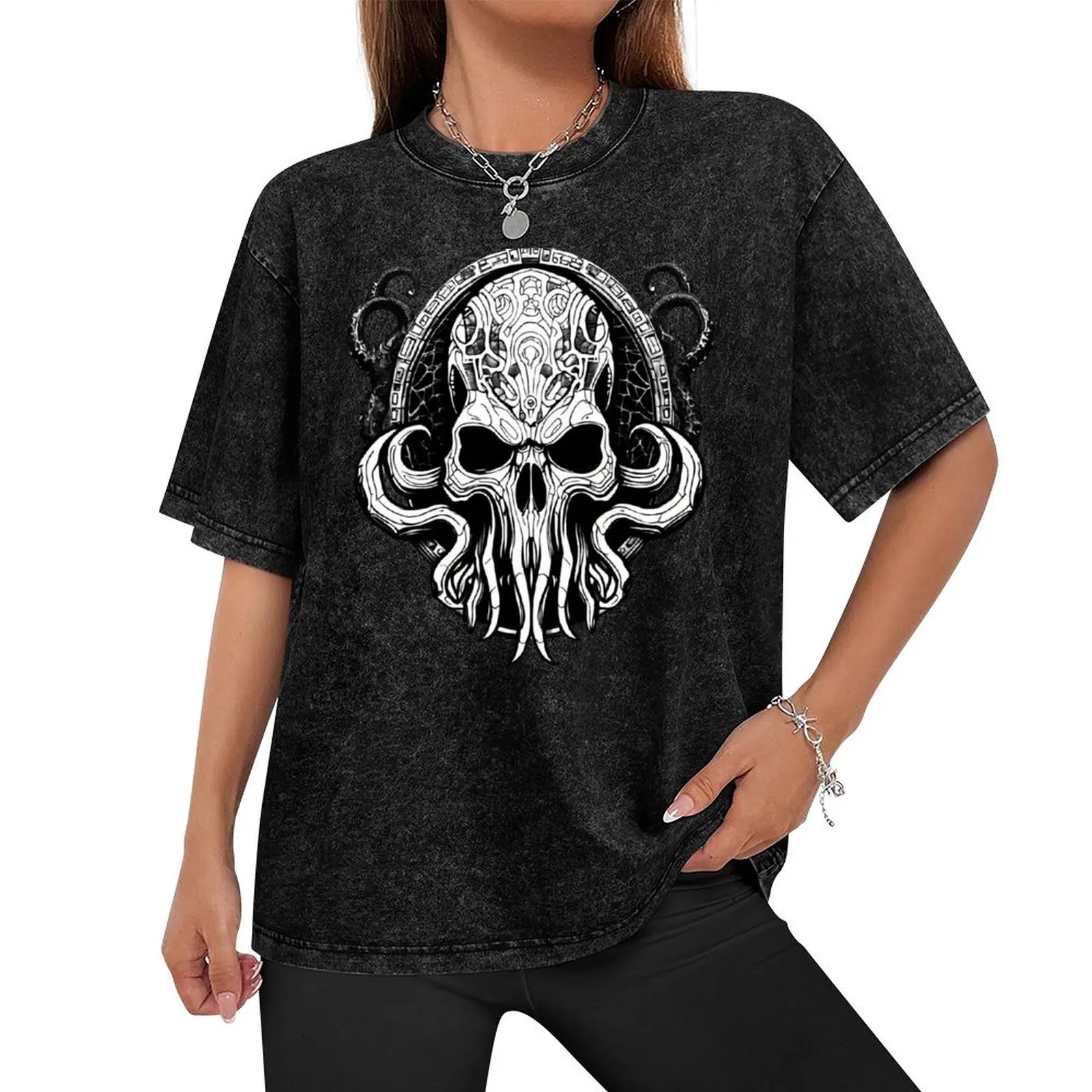 MindFlayer Cthulu design T-Shirt customs Short sleeve tee graphic t shirt vintage heavyweight t shirts for men