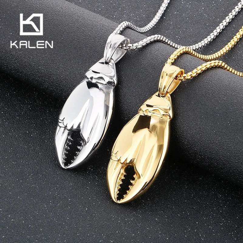 

KALEN Shiny Stainless Steel Big Crab Pincer Pendant Necklace for Men Women Punk Gold Color Jewelry Trendy Accessories Gift